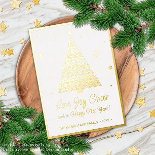 Kärlek Joy Cheer Julhelg Hälsning Guld Folierat Kort