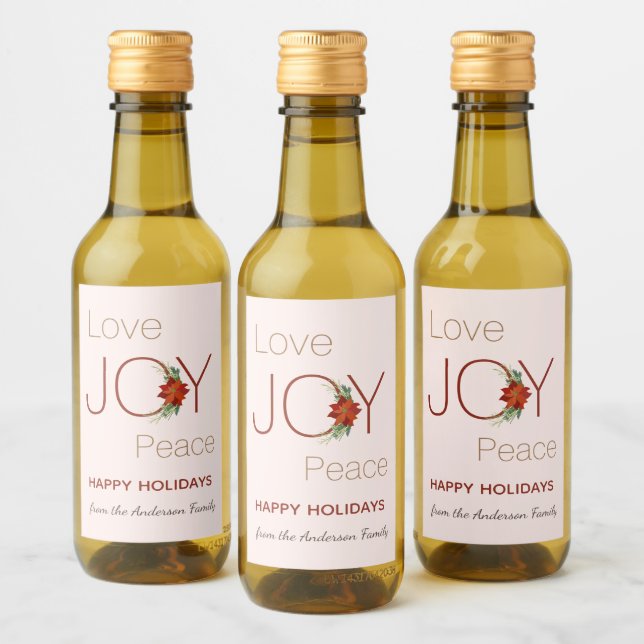 Kärlek Joy fredsälspoinsettia Vinetikett (Flaskor)