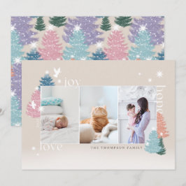 Kärlek Joy Hope Pastel Julgran Forest 3 Photo Julkort