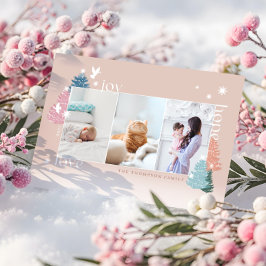 Kärlek Joy Hope Pastel Julgran Forest 3 Photo Julkort