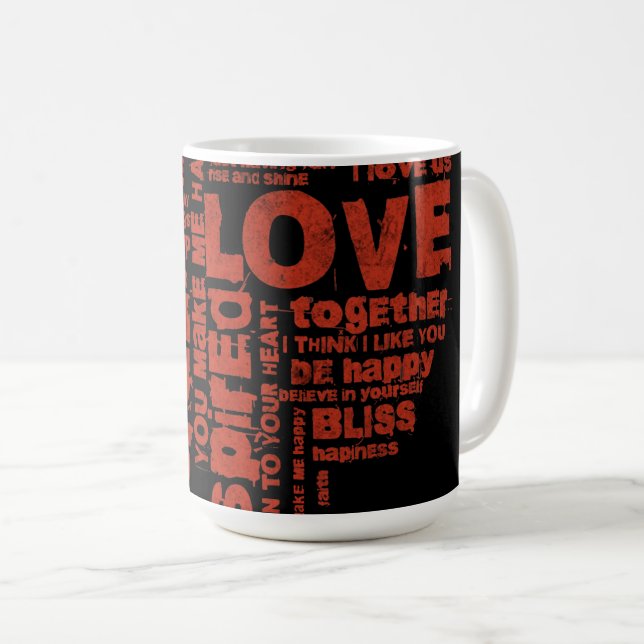 Kärlek Joy Inspiration Ord Valentine-dagen Kaffemugg (Framsida höger)