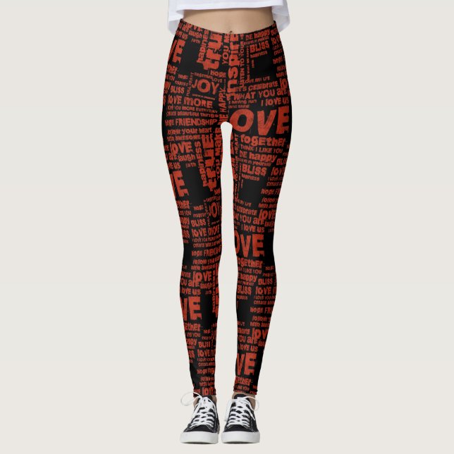 Kärlek Joy Inspiration Ord Valentine-dagen Leggings (Framsida)