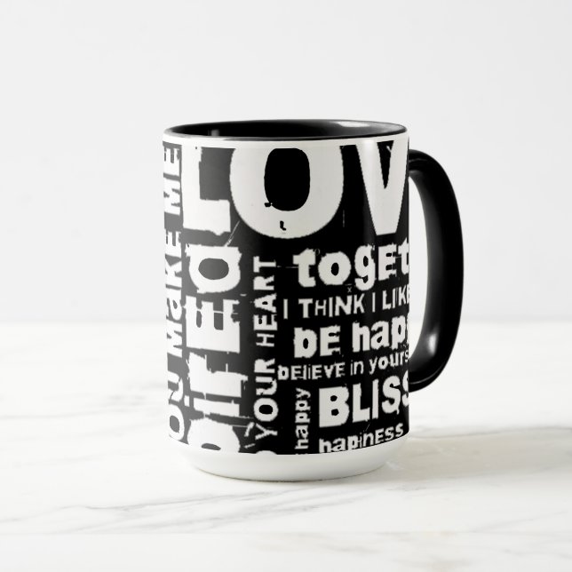 Kärlek Joy Inspiration Ord Valentine-dagen Mugg (Framsida höger)