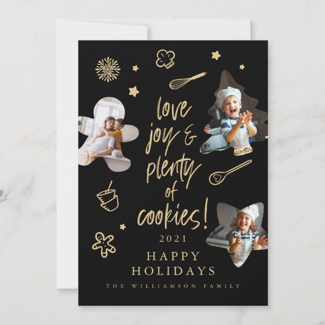Kärlek Joy jul Cookies Family Baking Foton Julkort (Framsida)