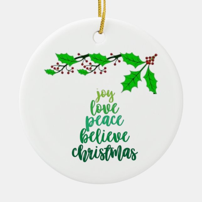 **KÄRLEK/JOY/PEACE** CHRISTMAS CERAMIC ORNAIC JULGRANSPRYDNAD KERAMIK (Framsidan)