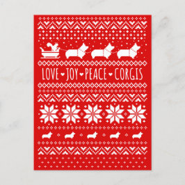 Kärlek Joy Peace Corgis Festive jul Helg Vykort