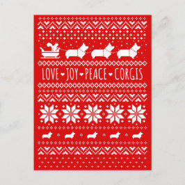 Kärlek Joy Peace Corgis Festive jul Helg Vykort
