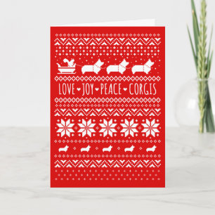 Kärlek Joy Peace Corgis Festive jul Helgdag Helgkort