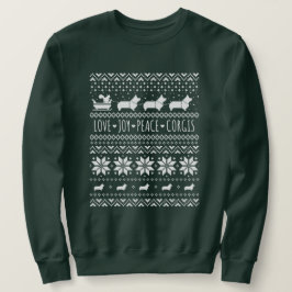 Kärlek Joy Peace Corgis Festive jul Helgdag Lång Ärmad Tröja