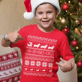 Kärlek Joy Peace Corgis Festive jul Helgdag T Shirt