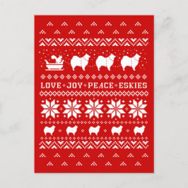 Kärlek Joy Peace Eskies Cute Hundar jul Helg Vykort