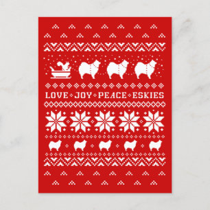 Kärlek Joy Peace Eskies Cute Hundar jul Helg Vykort
