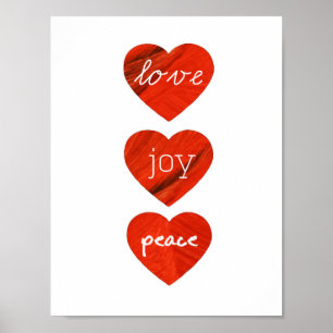Kärlek Joy Peace Hearts Poster