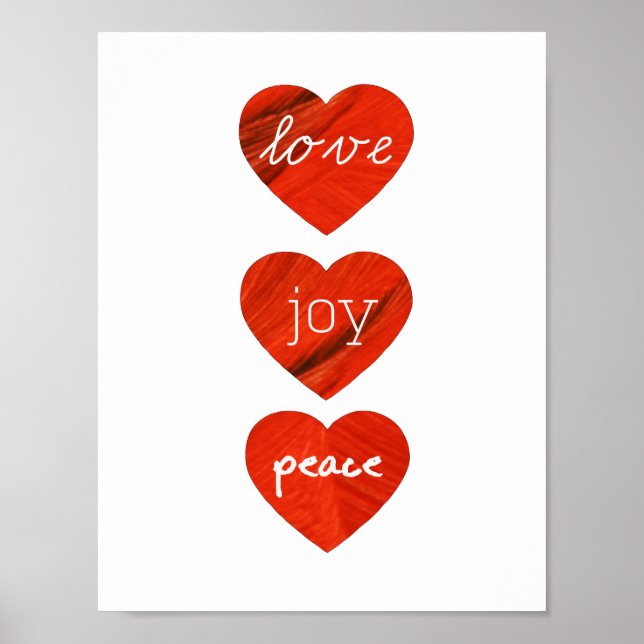 Kärlek Joy Peace Hearts Poster (Framsidan)