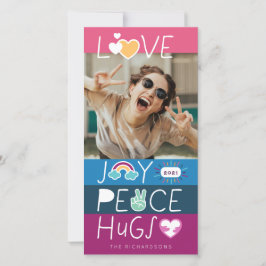 Kärlek Joy Peace Hugs Emoji jul Photo Collage Julkort