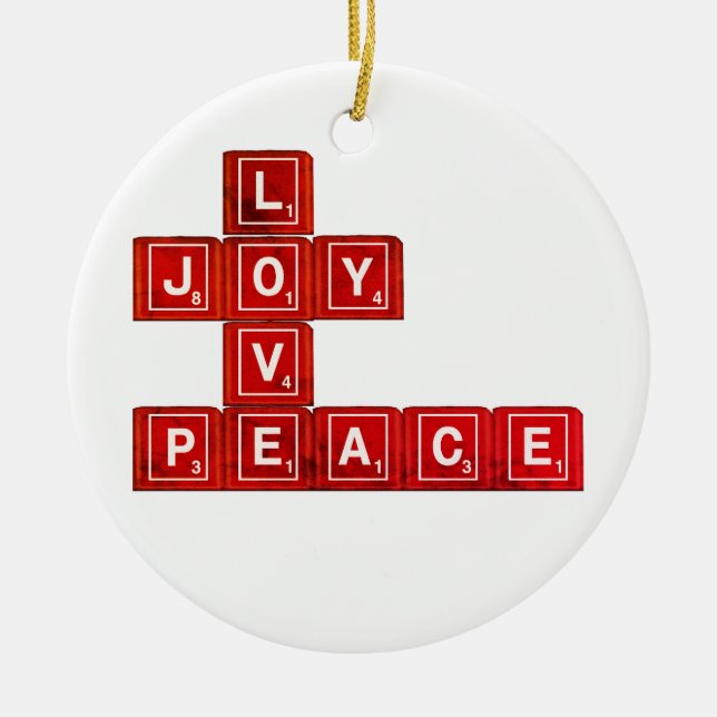 Kärlek Joy Peace Julgransprydnad Keramik (Framsidan)