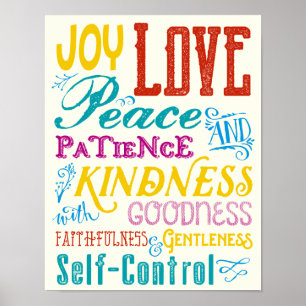 Kärlek Joy Peace Kindness Godhet typografi Art Poster