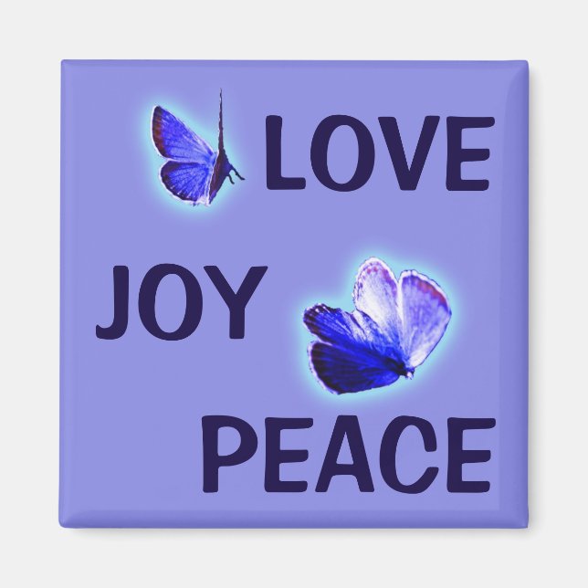Kärlek Joy Peace Lila Butterflies Magnet (Framsidan)