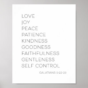 Kärlek Joy Peace Patient Kindness Godhet Poster