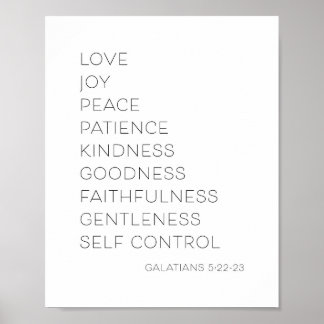 Kärlek Joy Peace Patient Kindness Godhet Poster