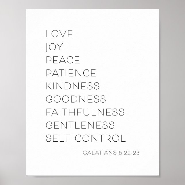 Kärlek Joy Peace Patient Kindness Godhet Poster (Framsidan)