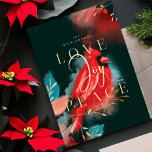 Kärlek Joy & Peace Red Cardinal Watercolor Ebony Julkort<br><div class="desc">Vår kardinalanda med julkort är ett uttryck för värme, liv och helgdag inspirerad av naturen. Uttryckliga penseldrag och penndrag kombineras med våra konstnärliga, stiliserade röda kardinalbilder av fåglar. Att väcka känslan av kärlek, glädje och fred. Mättade gråtoner av , , djupa svarta, safirblåa och mörk gyllene nyanser kombineras på ett...</div>