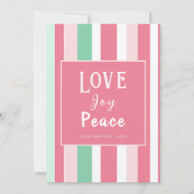Kärlek Joy Peace Rosa Mint Rand julkort
