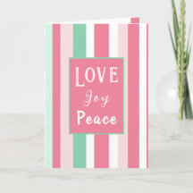 "Kärlek Joy Peace" Rosa Mint Rand julkort