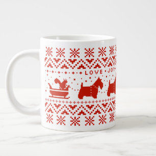 Kärlek Joy Peace Scotties Festive jul Hundar Jumbo Mugg
