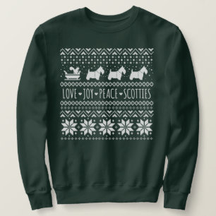 Kärlek Joy Peace Scotties jul Helgdag Hundar Lång Ärmad Tröja