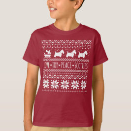 Kärlek Joy Peace Scotties jul Helgdag Hundar T Shirt