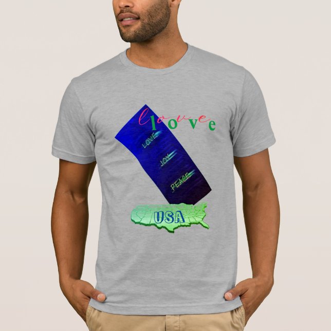 Kärlek Joy Peace USA T-Shirt (Framsida)