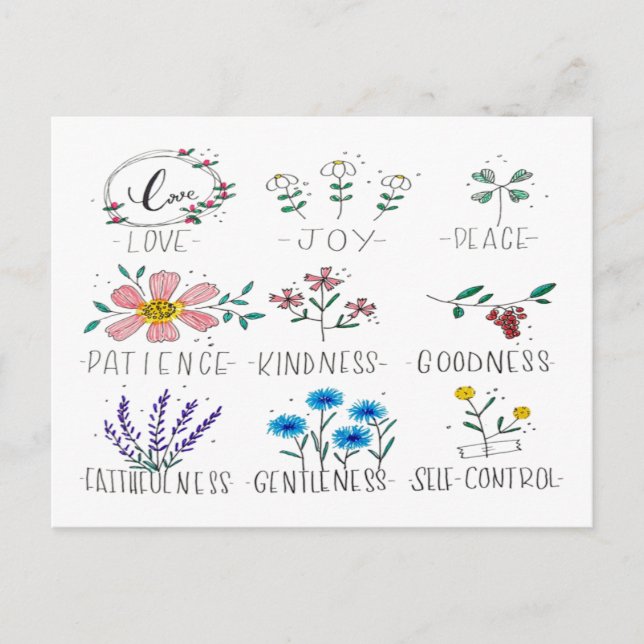 Kärlek Joy Peace Vykort (Framsida)