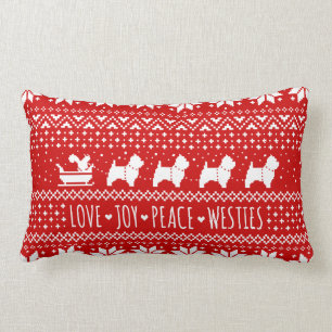 Kärlek Joy Peace Westies, julafton Helgdag Lumbarkudde
