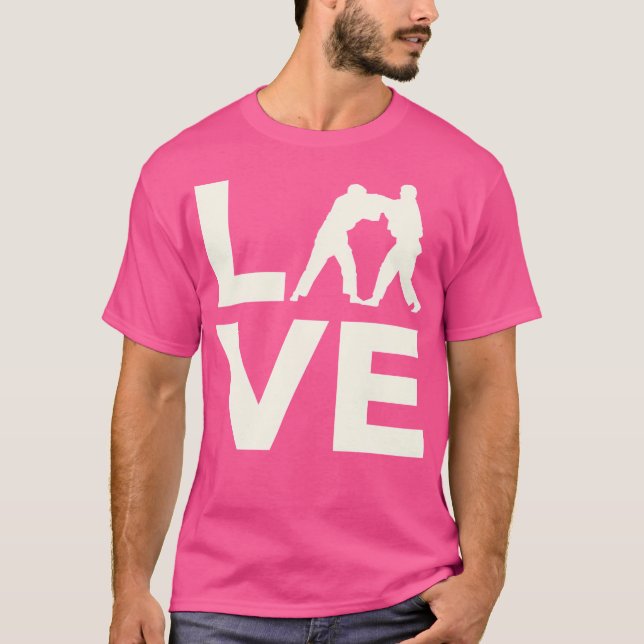 Kärlek Judo Silhouette T Shirt (Framsida)