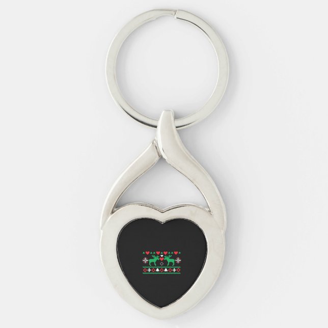 Kärlek jul ugly twisted heart silverfärgad nyckelring (Framsidan)