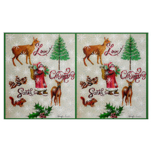 Kärlek jultomten Collage Fabric Tyg