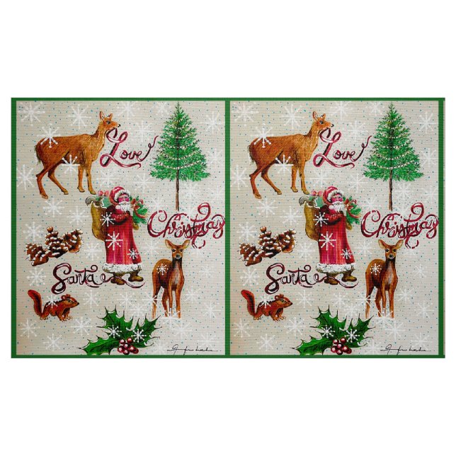 Kärlek jultomten Collage Fabric Tyg (Fat Quarter)