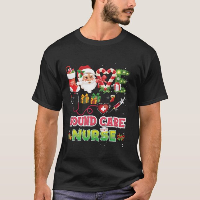 Kärlek Julvården vid årshund vid Santa Candy cane  T Shirt (Framsida)