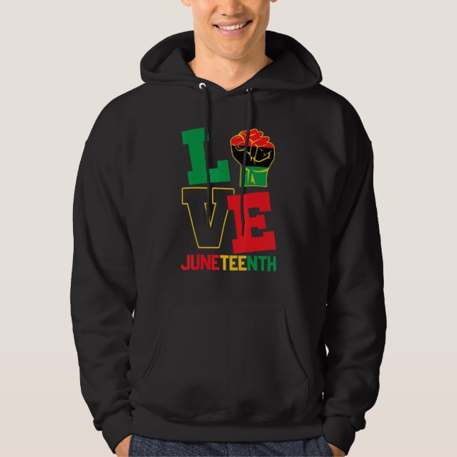 Kärlek Juneteeth Pride Black History Proud Afro Am Hoodie (Framsida)