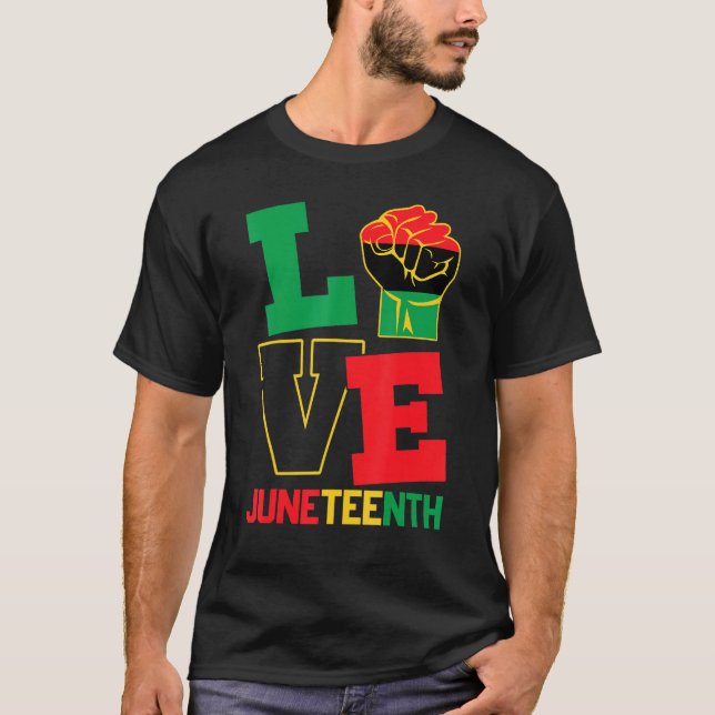 Kärlek Juneteeth Pride Black History Proud Afro Am T Shirt (Framsida)