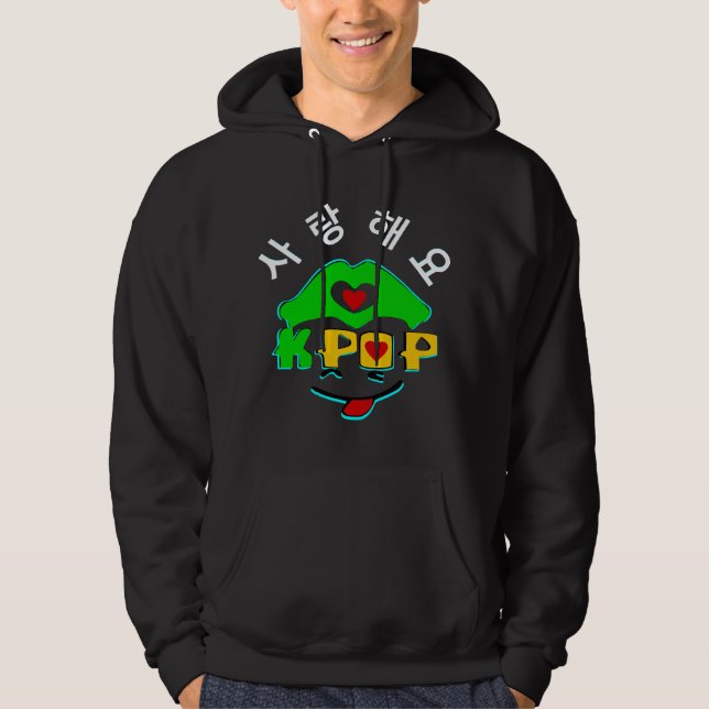 ♪ Kärlek K-Pop Snyggt Basic Hooded Sweatshirt ♥ ♫ Med Luva (Framsida)