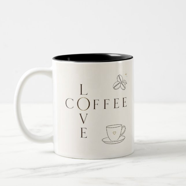 Kärlek kaffe minimalist mugg | Söt kaffe älskare m (Vänster)