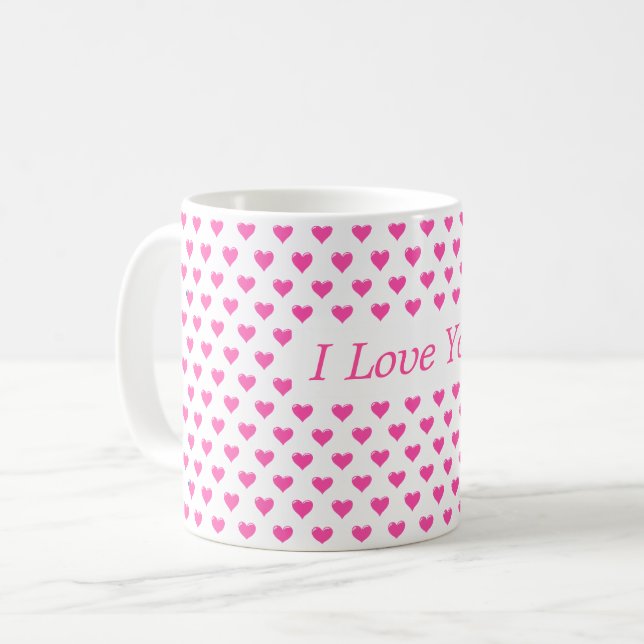Kärlek-kaffe Mugg med hjärter och text - jag Kärle (Framsida vänster)