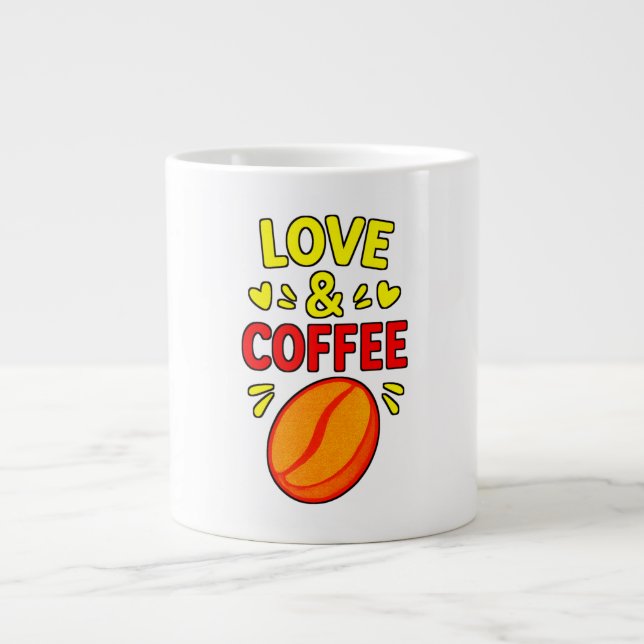 Kärlek & Kaffe – Rolig Kaffemug Jumbo Mugg (Framsidan)
