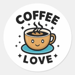 Kärlek-kaffe Runt Klistermärke