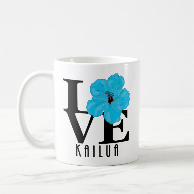 KÄRLEK Kailua Blue Hibiscus 11oz Kaffemugg (Vänster)