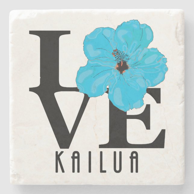 KÄRLEK Kailua Blue Hibscus Stenunderlägg (Framsidan)