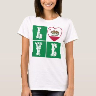 Kärlek Kalifornien Statlig flagga Heart-Pridet T Shirt
