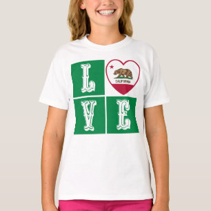 Kärlek Kalifornien Statlig flagga Heart-Pridet T Shirt